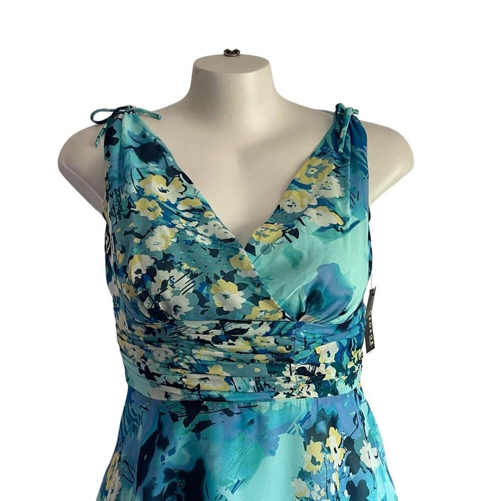 George Blue Multicolor Floral Dress: Y2K, 2000s - Picture 3 of 7